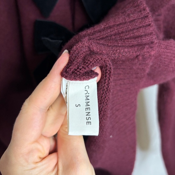 Commense Burgundy Cardigan with Black Velvet Bows - Picture 4 of 6